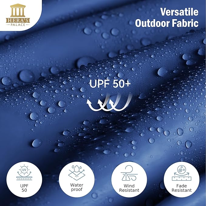 HERA'S PALACE 13 ft Large Patio Umbrella Double-Sided Twin Outdoor Market Umbrella with Crank, Powerful UV Protective, Haze Blue