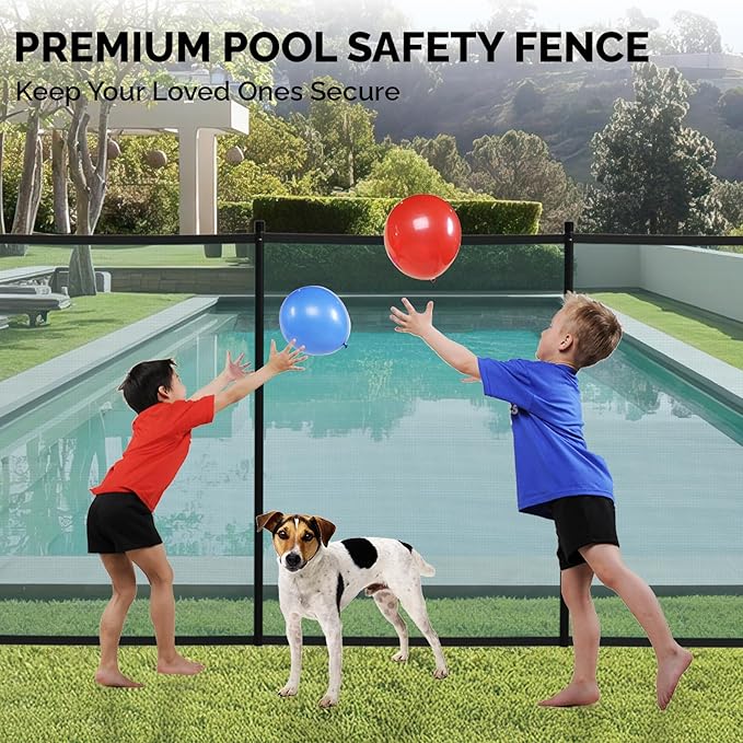 VINGLI Pool Fence 5Ft x 48Ft Swimming Pool Fence in Ground Pool Safety Fencing, Black