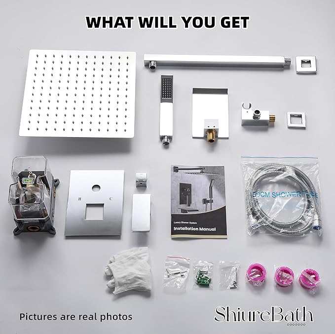 10 Inch Shower Faucet Set with Tub Spout Wall Mounted Shower System for Bathroom with High Pressure 10 Inch Rain Shower head and Handheld Shower Head Set, Polished Chrome