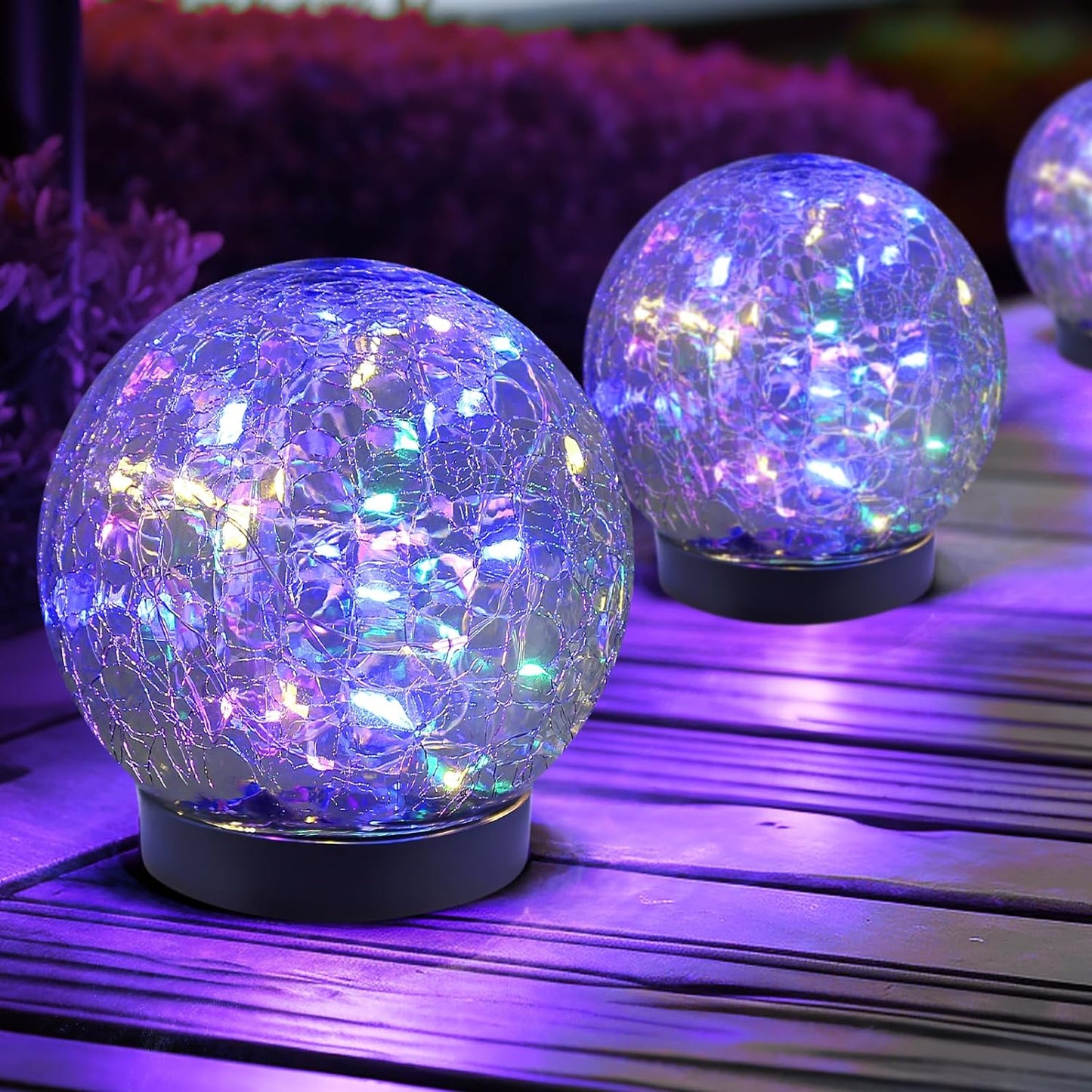 Solar Globe Lights Outdoor Waterproof-Solar Balls for Garden-Cracked Glass Ball Lights Outdoor-Solar Orbs for Outside-Decorations for Patio and Yard Lawn Backyard Decor