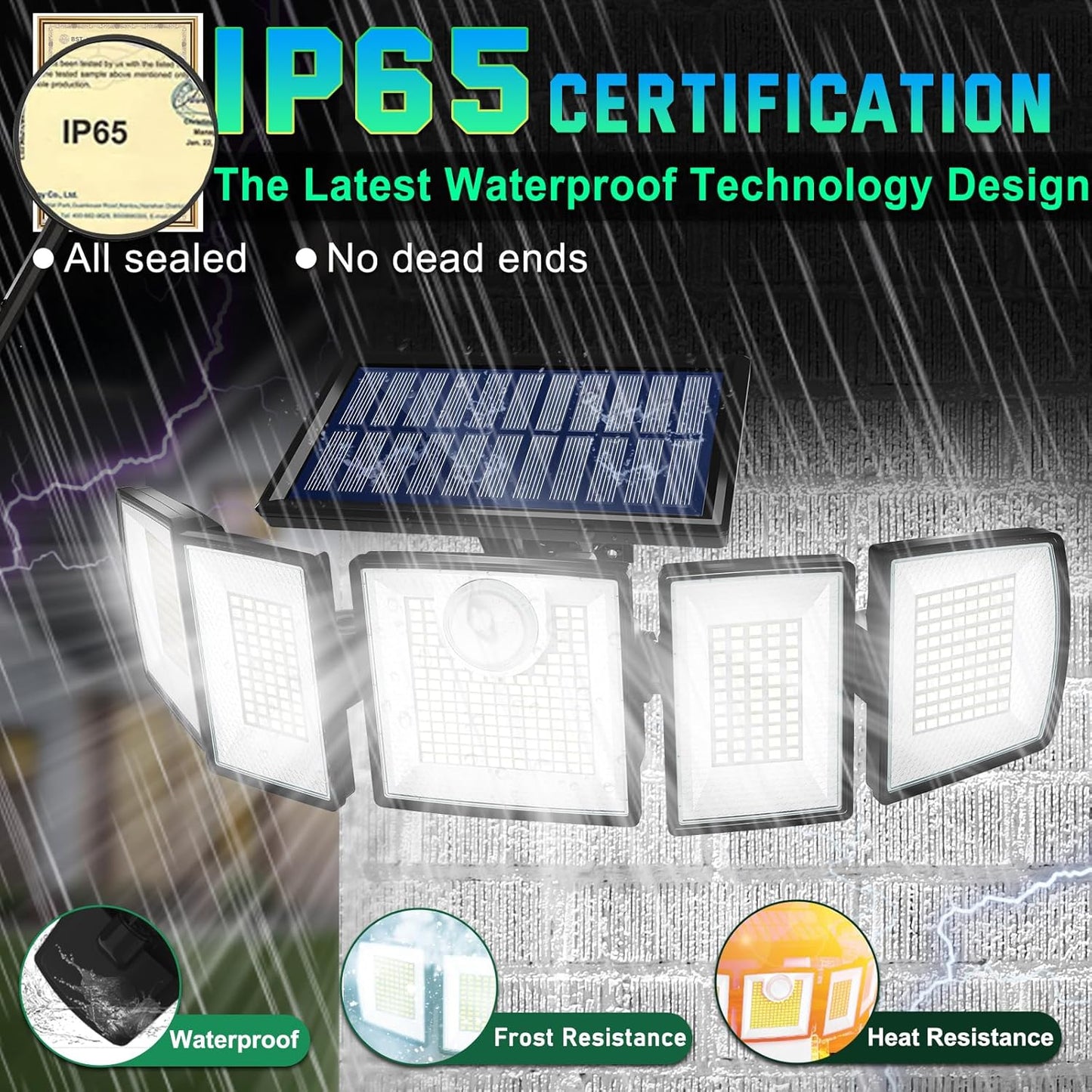 Solar Lights Outdoor Waterproof Motion Sensor - 416 LEDs 3000 Lumens Super Bright 3 Brightness 3 Modes 2400mAh 360° Illumination 32ft Solar Flood Security Light for Outside - 2Pack