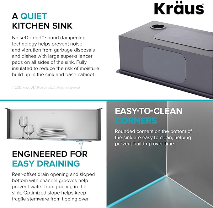 KRAUS Kore 36-Inch Undermount Workstation 16 Gauge Single Bowl Stainless Steel Kitchen Sink with Accessories, KWU110-36