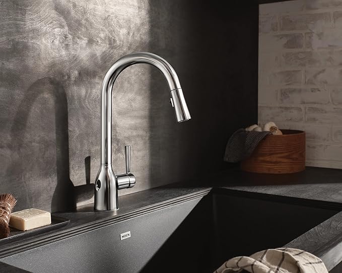 Moen Adler Chrome Motionsense Wave Sensor Touchless One Handle Pulldown Kitchen Faucet Featuring Power Clean, 87233EWC