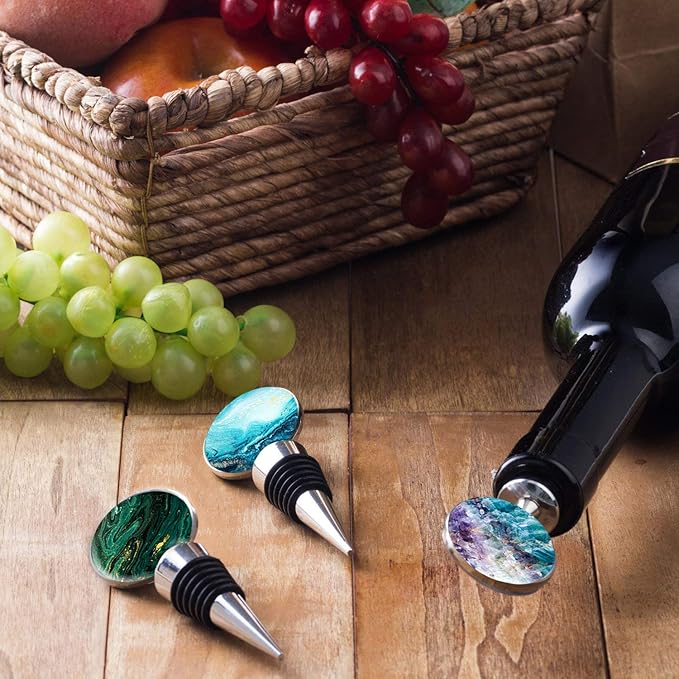 LIZIMANDU Wine Bottle Stoppers,Stainless Steel Wine Stoppers For Gifts, Bar, Holiday Party, Wedding (3 Pack, 3-Crystal Quicksand)