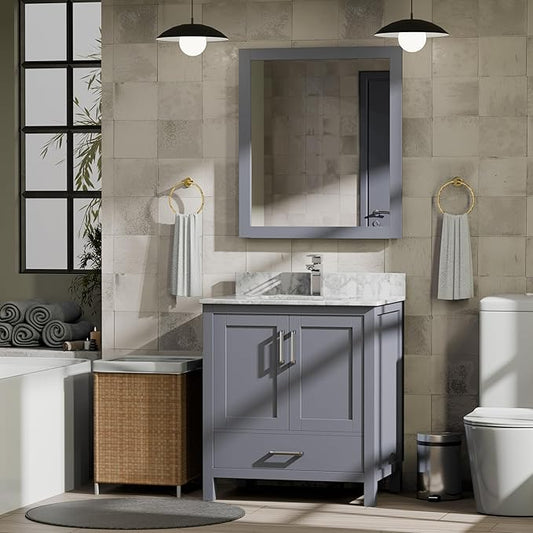 Big Sur 30 in. W X 22 in. D Dark Grey Single Bath Vanity Cabinet Without Countertop
