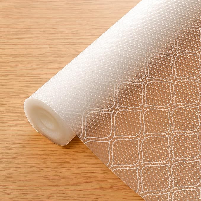 Cooyes Shelf Liner Drawer Liners, Shelf Liners for Kitchen Cabinets, Non Adhesive Cabinet Liner, EVA Waterproof Oil-Proof Non-Slip Refrigerator Liners for Shelves (Transparent, 24 Inches x 20 FT)