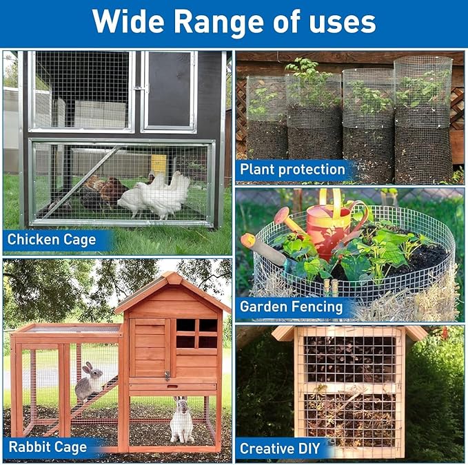 Hardware Cloth 1/2inch 5inx15ft 19 Gauge,Double-Layer Hot-Dip Galvanizing After Welding,Chicken Wire Netting Garden Wire Fencing Rabbit Snake Fence Chicken Coop Plant Supports