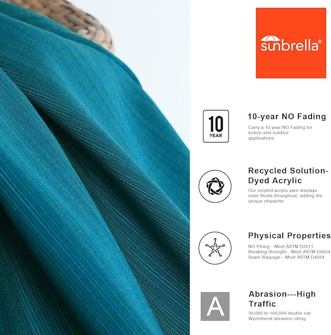 MASTERCANOPY 10-Year-Non-Fading 9FT Patio Umbrella Replacement Canopy-Teal Stripe Canopy Only