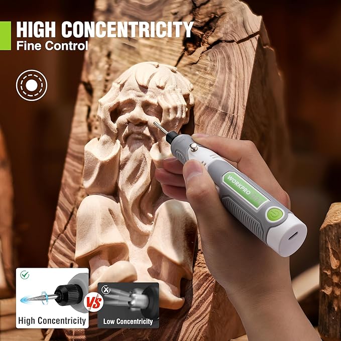 WORKPRO Cordless Rotary Tool Kit with 71pcs Accessories, 3 Variable Speeds, USB Rechargeable Mini Rotary Tool for Engraving, Sanding, Polishing, Carving, Cutting, DIY Crafts