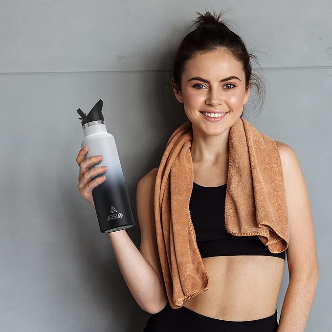 Stainless Steel Double Wall Water Bottles 17oz, Vacuum Insulated Bottle With Straw Lid, Insulated Water Bottle Keeps Water Cold for 24 Hours, Hot for 12 Hours, Hiking, Sports