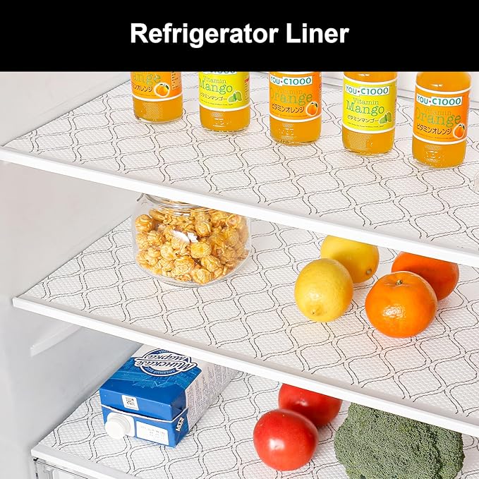 Cooyes Shelf Liner Drawer Liners, Shelf Liners for Kitchen Cabinets, Non Adhesive Cabinet Liner, EVA Waterproof Oil-Proof Non-Slip Refrigerator Liners for Shelves (White, 24 Inches x 10 FT)