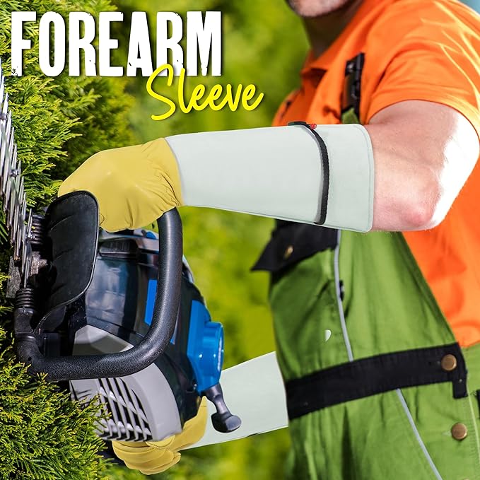 HANDLANDY Rose Gloves for Men & Women, Long Leather Gardening Gloves Thorn Proof, Best Garden Gifts & Tools for Gardener (Yellow-beige, Small (Pack of 1))