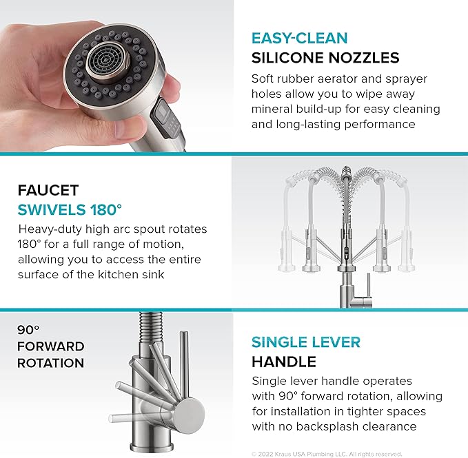 KRAUS Bolden Touchless Sensor Commercial Style 2-Function Single Handle Pull-Down Kitchen Faucet in Spot-Free Stainless Steel / Matte Black, KSF-1610SFSMB