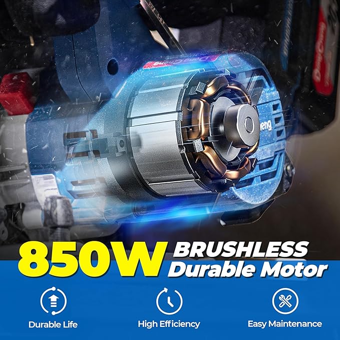 Dong Cheng Cordless Circular Saw 7-1/4-Inch 5,000 Rpm, Cutting Depth 65mm, 0-45° Adjustable, with Dust Collection Adaptor, 24T & 40T TCT Blade Included, Battery and Charger Kit (4.0Ah)