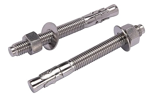 Bolt Dropper 1/2" X 5-1/2" Wedge Anchor (5pc), 18-8 Stainless Steel Corrosion Resistant Commercial Grade Washers and Nuts Included Choose Size