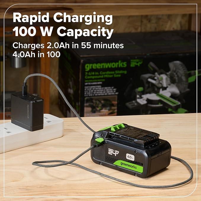 Greenworks 24V Cordless Brushless 400 in-lbs Drill/Driver+1950 in-lbs Impact Driver Combo,High Torque, Lightweight, (2) 2.0Ah USB-C Batteries(12,000mAh Power Bank) and 65W USB-C Fast Charger(3-Port)