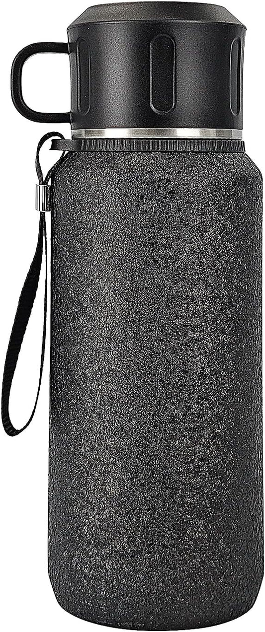 Insulated Stainless Steel Water Bottle, 27oz/800ml Sports Water bottles with Double Walled and Vacuum Insulated Metal for Travel, School, and Gym (Black)