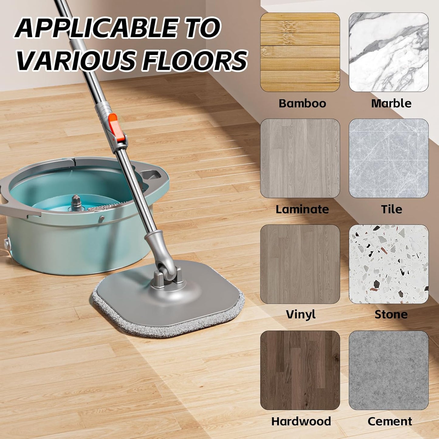 9 Inch Square Microfiber Mop Pad Refill Compatible with True & Tidy Mop System and Most 9 Inch Square Spin Mops - Thickened Washable & Reusable Mop Replacement Pad for Wet Dry Mopping(3 Pack)