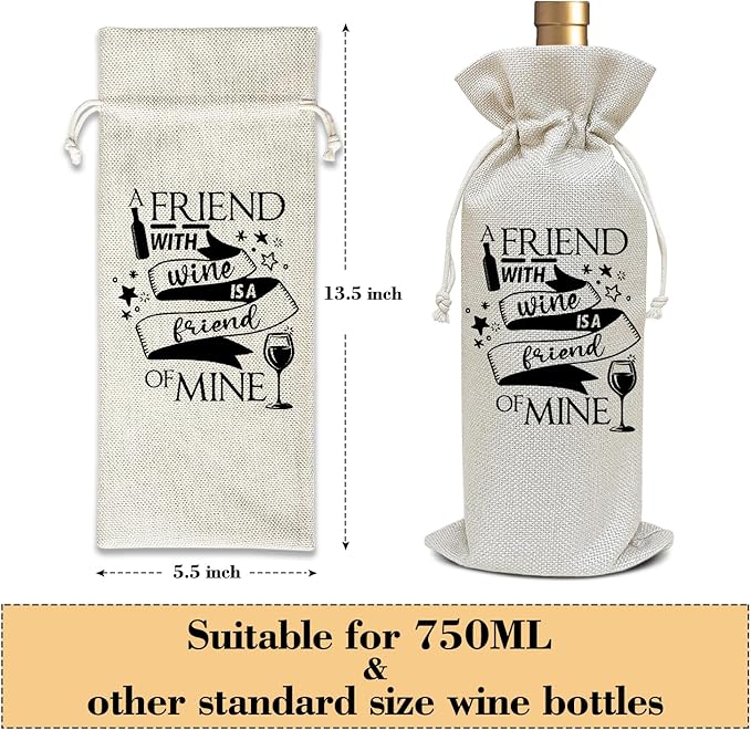 Funny Gift for Friends Bestie Sister, BFF Gifts, Birthday Gifts for Women Men Friendship Gifts for Coworker Colleague Thanksgiving Christmas Party Favor Wine Bag Decoration Supplies /30