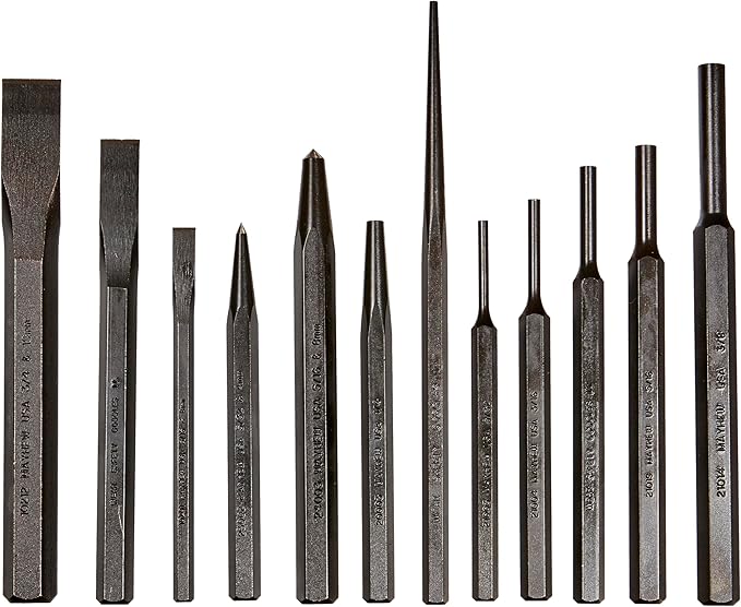 Mayhew Tools 66258 Punch & Chisel Set (Metric), 12 piece, multi, one size