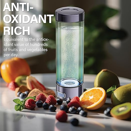 Hydrogen Water Bottle 2024 (Purple), Rechargeable Rich Hydrogen Water with SPE/PEM Technology Water Ionizer, LED Display, Generates Real 3000ppb in 5 Minutes for Home, Office, Gym (400ML)