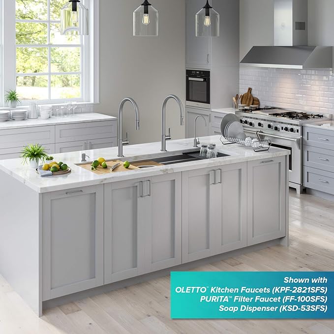 Kraus KWU210-57 Kore 2-Tier Workstation Undermount 16 Gauge Stainless Steel Single Bowl Kitchen Sink with 10 Piece Chef’s Kit of Accessories, 57 inch