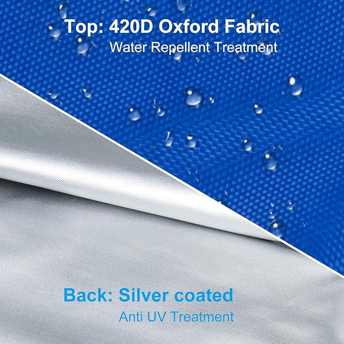 OKPOW Patio Umbrella Cover for 9ft to 12ft Outdoor Umbrellas - 420D Waterproof Garden Market Umbrella Cover Outside Parasol Covers with Zipper for Deck Pool Beach Umbrellas, Royal Blue