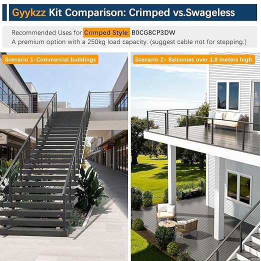 2 Pack Economical One-Stop Cable Railing Post Kits 36", Stainless Steel T304 Deck Railing System with Swageless Tensioner, Upgraded Black Powder Coated Level Drilled Post Kits with DIY Length