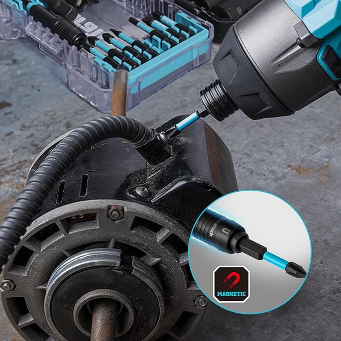 DuraTech 53 PCS Impact Screwdriver Bit Set with Tough Case, S2 Steel Security Torx Bit Set, CNC Machined Tips, 1" & 2" Long Impact Bits with extendable bit holder and magnetic nut driver