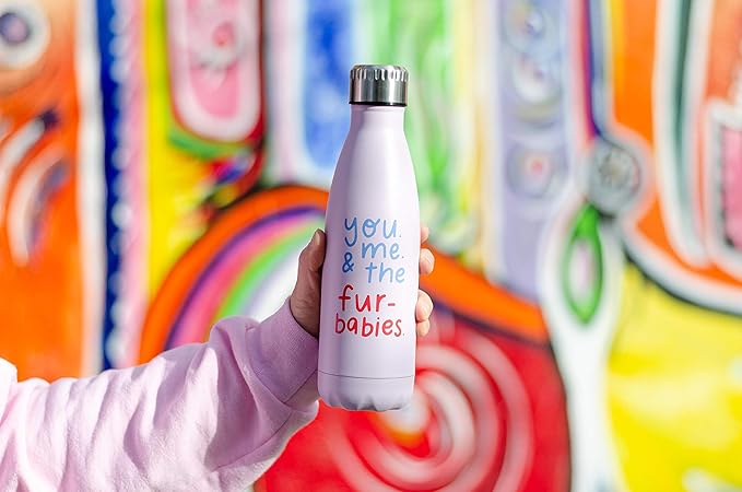 Pearhead “You, Me & The Furbabies” Water Bottle, Double Steel Walled Water Bottle, Pet Owner Gifts, BPA Free, 16 Ounces