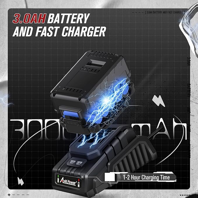 AVID POWER 1/2 Impact Wrench Brushless, 20V Cordless Impact Gun w/ 3 Variable Speeds, Max Torque 370ft-lbs (500N.m), 3.0Ah Li-ion Battery, 4Pcs Impact Sockets, Fast Charger