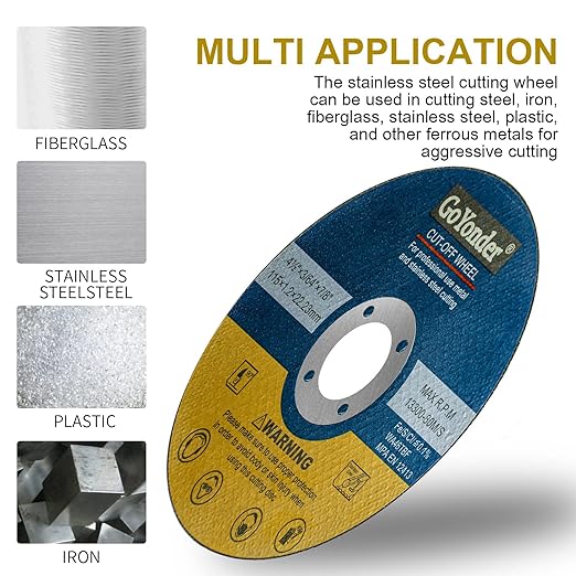 GoYonder 50 Pack 4.5" Cutting Wheel for Metal,Stainless and Steel 4-1/2" x 0.045 x 7/8-Inch Ultra Thin Cut-Off Wheel for Angle Grinders - Blue