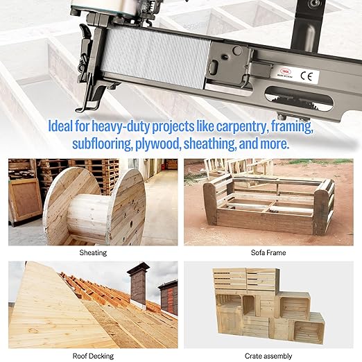 meite 16 Gauge 7/16-Inch Standard Crown Staples, 1-1/4 Inch Length Galvanized Heavy-Duty Construction Staples for Roof Decking Subflooring Wall Sheathing Fencing, 10,010 PCS