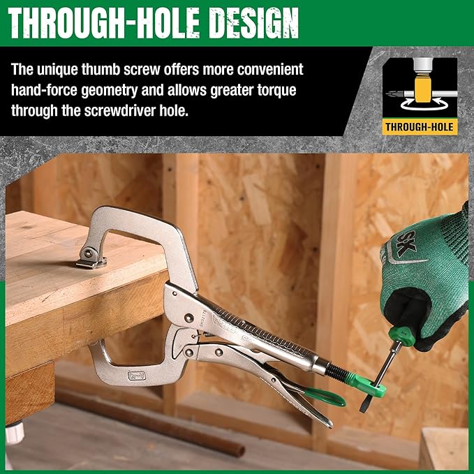 SK 11" C-clamp Locking Pliers with Swivel Pads, Premium CR-V Construction, Ergonomic Anti-slip Handle