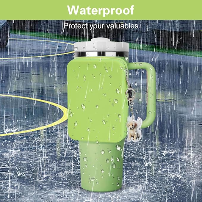 Water Bottle Pouch for Stanley Tumbler,Silicone Waterproof Fanny Pack for Stanley Cup 30/40oz Universal,Large Capacity Durable Tumbler Pouch-Green