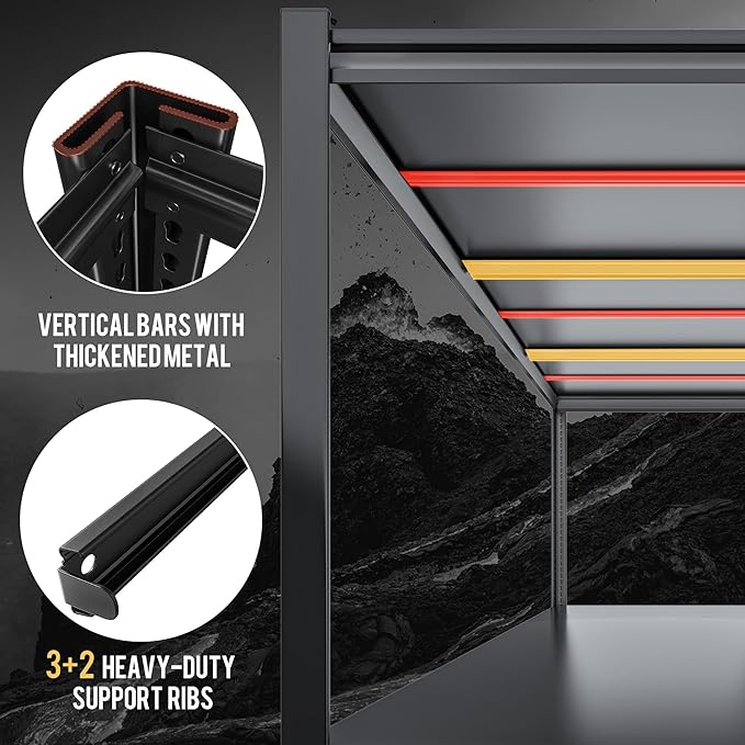 59.8" W x 72.2" H x 24.2" D Storage Shelves Metal Shelving, 3000LBS Garage Shelving Unit with Adjustable Shelf, 5 Tier Storage Rack for Garage, Pantry, Warehouse, Basement, Black