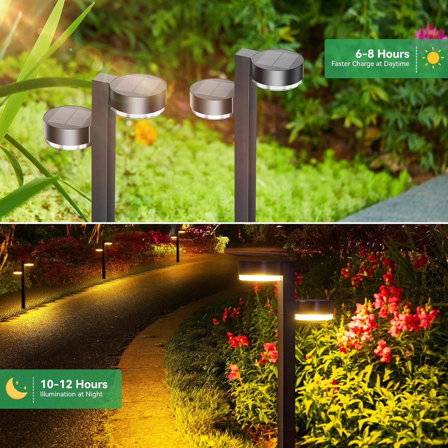 Solar Pathway Lights Outdoor Waterproof, 6 Pack with 12 Head Solar Lights Outdoor Super Bright Up to 12Hrs, Auto On/Off Garden Light for Yard Patio Path Walkway Driveway Outside Decor