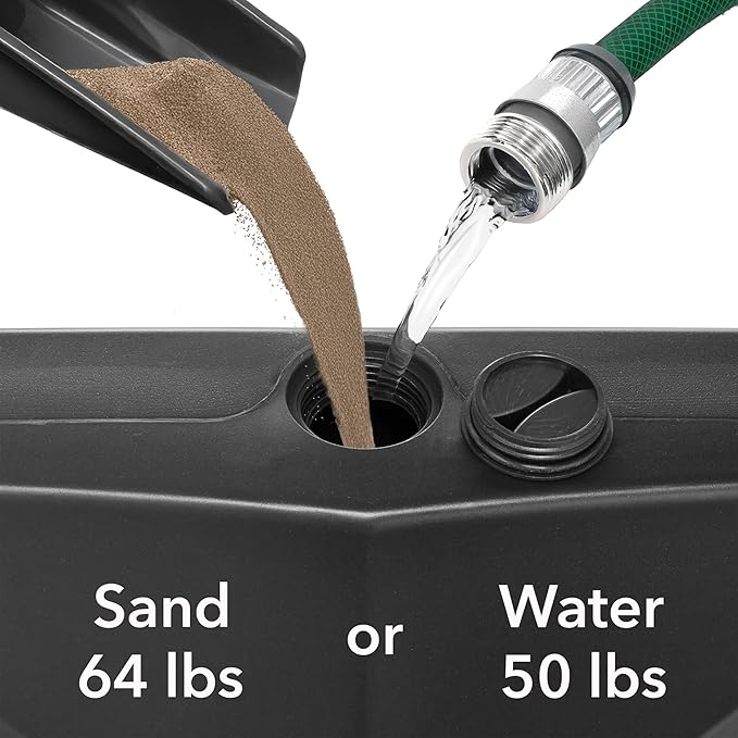 Casafield Patio Umbrella Base, 64lb Capacity, Fillable Heavy Duty Rolling Stand with Handle for Outdoor, Patio, Lawn, Deck, Poolside - Black