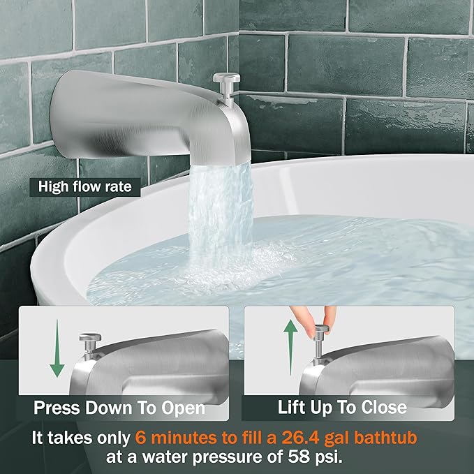 Tub Shower Faucet Set, Tub and Shower Trim Kit with 6 Inch High-Pressure Rian Shower Head,Shower Head and Handle Set, Brushed Nickel