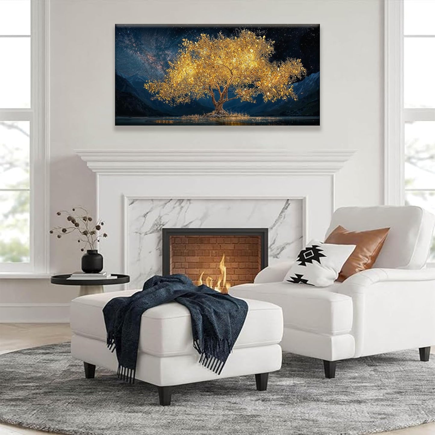 Wall Art For Living Room Gold Tree Of Life Landscape Print Painting Modern Canvas Art Wall Decor Prints Abstract Wall Decor Picture For Bedroom Apartment Office Wall Artwork Can Be Hung 24"X48"
