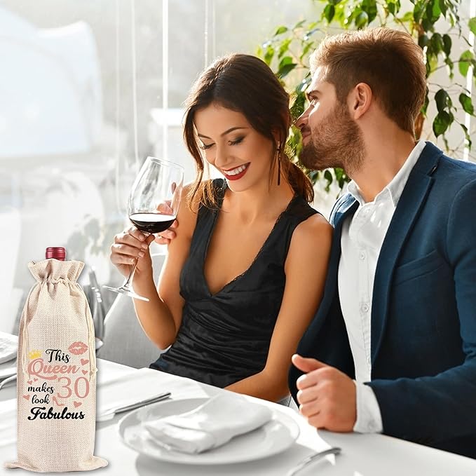 Happy Birthday Wine Bag Gift - 30th Birthday Gift Red Wine Bag, 30th Birthday Gift, Ideas Happy 30th Birthday Decor, 30 Years Old Birthday Party Decoration Wine Bag Gifts for Women Men