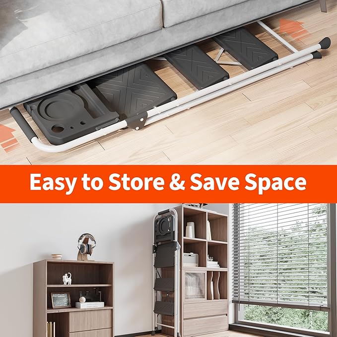 3 Step Ladder,DIAMONDFORGE Folding Step Stool with Tool Platform,Wide Anti-Slip Pedal and Anti-Slip Feet,Sturdiest Steel Construction,900lbs Capacity Steel Ladder for Home Office,Grey