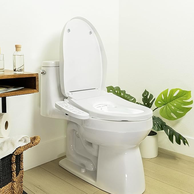 BidetMate 3000 Series Electric Heated Bidet Smart Toilet Seat with Unlimited Heated Water, Side Control Panel, and Adjustable Warm Air Dryer - Self-Cleaning - Fits Elongated Toilets