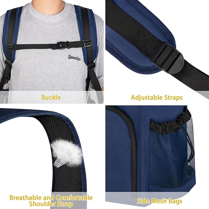 Laundry Bag Backpack Extra Large, 110L Laundry Backpack Heavy Duty with Shoulder Straps, Collapsible and Mesh Pocket Dorm Laundry Basket Hamper Bag for College, Travel, Laundromat, Apartment Blue