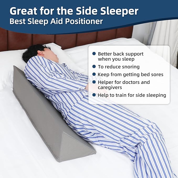 Fanwer Wedge Pillow for Side Sleeping, 34" Back Pillow for Side Sleeper, Bed Wedges & Body Positioners for After Surgery, Back Pain, Preventing Bedsores