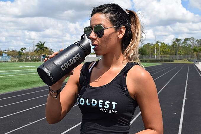 Coldest Sports Water Bottle with Straw Lid Vacuum Insulated Stainless Steel Metal Thermos Bottles Reusable Leak Proof Flask for Sports Gym (32 oz, Terraform Green)