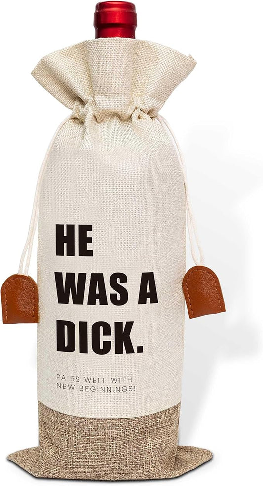 Funny Divorce Gifts Wine Bag, Divorce Gifts for Women, Wine Champagne Bottle Gift Bag, Cotton Linen Wine Gift Bag With Drawstring, New Beginning Gifts Break Up Gifts for Divorce Party-12