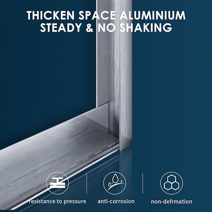 SUNNY SHOWER Glass Sliding Shower Door for Bathtub 60 W x 57.4 H inches Double Sliding Shower Bath-Tub Door 1/4 inches Clear Glass Shower Enclosure Doors for Bathroom with Brushed Nickel Finish