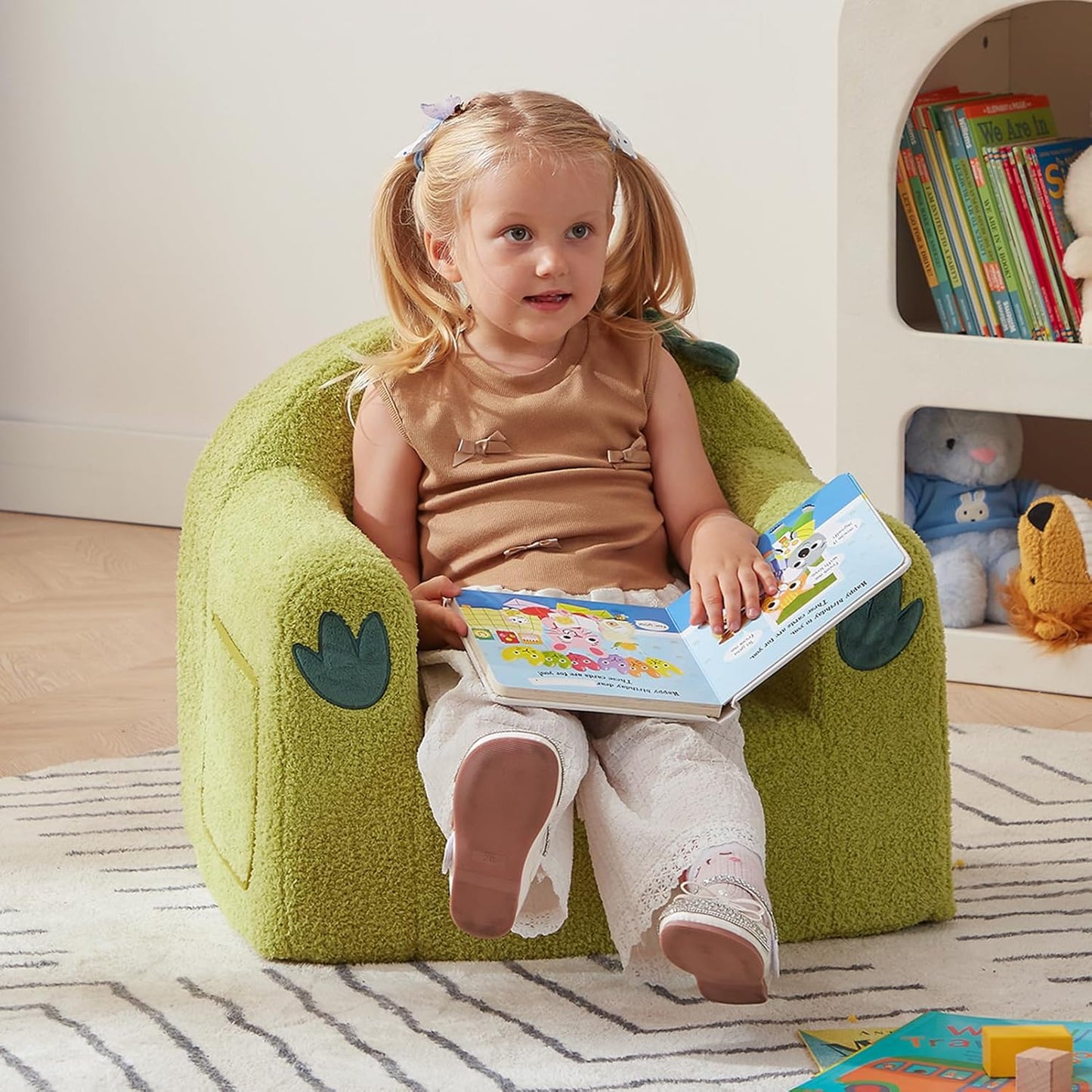 ALIMORDEN Animal Series Kid's Chair, Ultra-Soft Comfy Foam Filled Toddler Sofa Chair, Cute Animal-Shaped Design Toddler Couch, Lightweight Birthday for Baby Boys & Girls (Dinosaur)