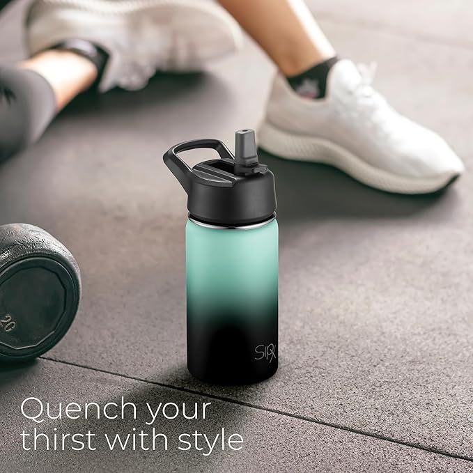 SipX™ Triple-Insulated Stainless Steel Water Bottle 18oz. With 3 Lids, BPA-Free Reusable Insulated Water Bottle Keeps Cold 24 Hours, Metal Water Bottle Made Of Sustainable Material For Hiking & Biking